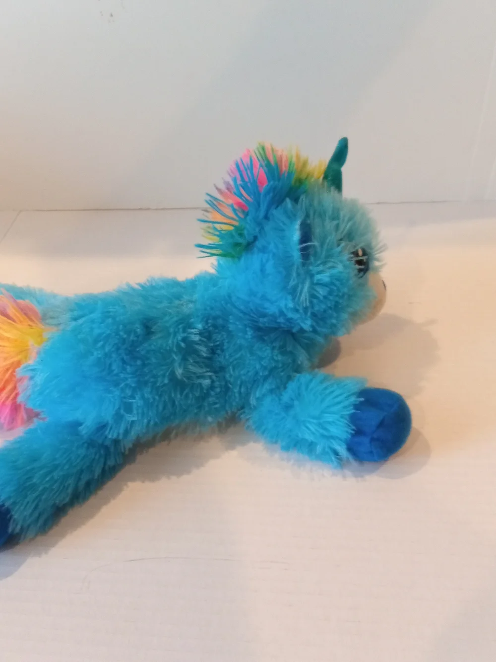GOFFA Blue Rainbow Mane Plush Unicorn Stuffed Toy